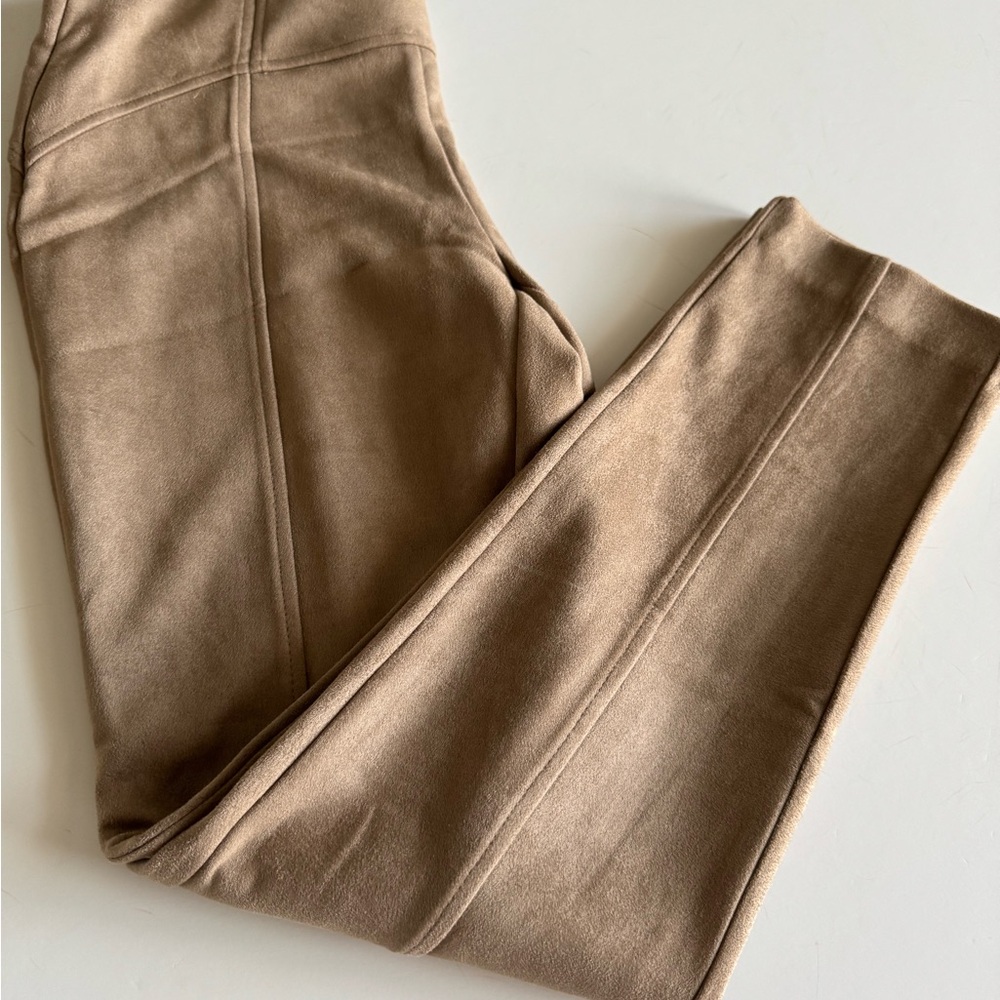 Rafaella Faux Suede Pants, 6, Tan, No Waistband, Skinny, 28” Inseam, NWT